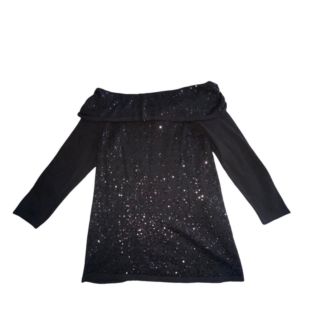 White House Black Market Black Off-the-Shoulder with sequins size XS
